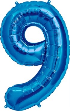 North Star Folienballon Zahl 9 (blau) - 86cm