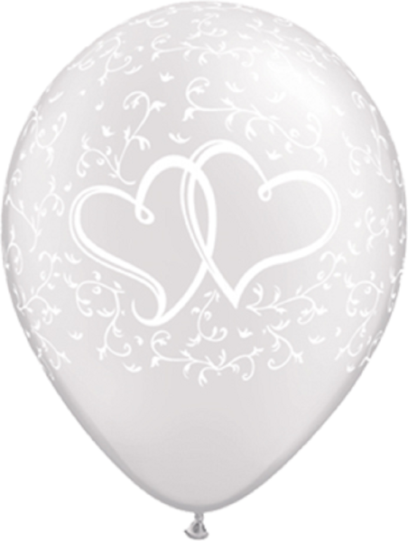 Verschlungene Herzen Hochzeitballons weiß 27,5cm 11" Latex Luftballons Qualatex