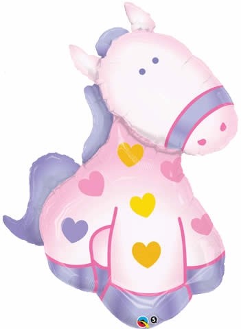 Soft Pony mit Herzen Folienballon - 117cm 46"