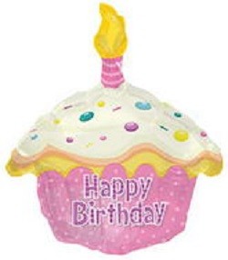 Happy Birthday Cupcake pink Folienballon 45cm 18"