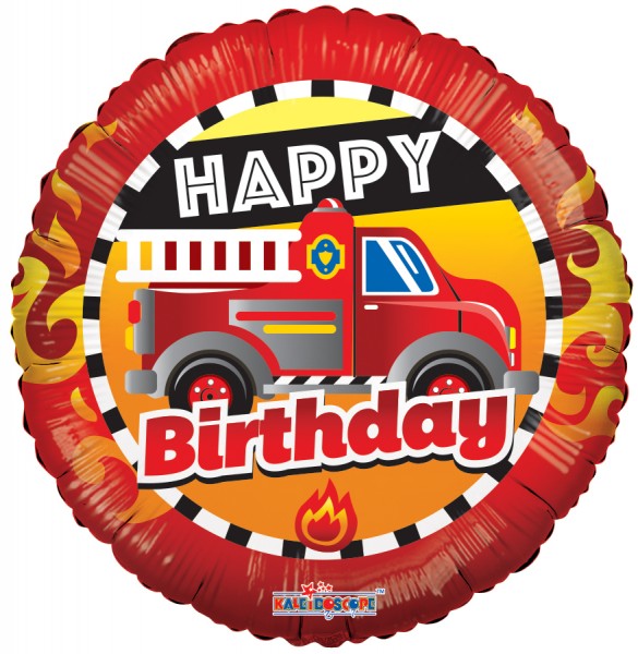 Happy Birthday Fire Truck Folienballon - 45cm