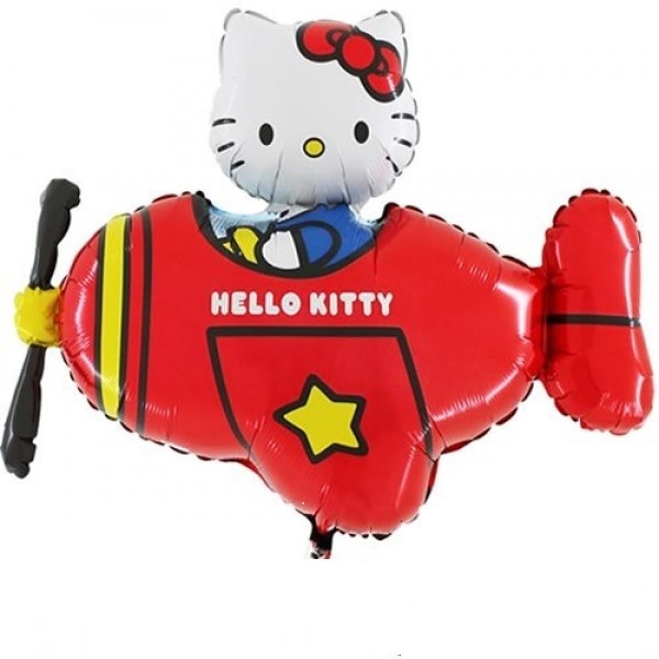 Hello Kitty im Flugzeug Folienballon 76cm 30"