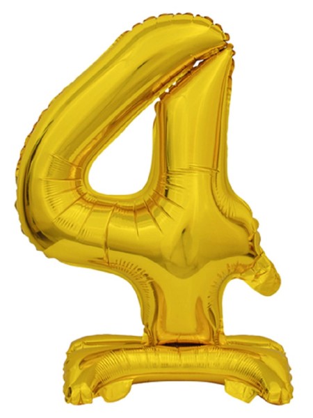 Zahl 4 mit Standfuß Gold Folienballon 38cm 15 Inch