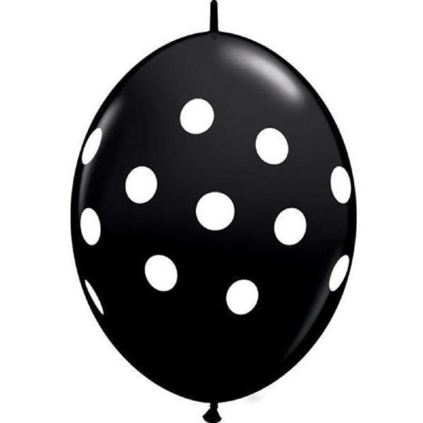 QuickLink Big Polka Dots Black 30cm 12" Latex Luftballons Qualatex