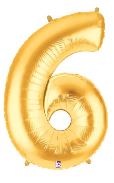 Große Folienballon Zahl 6 (gold) 101cm