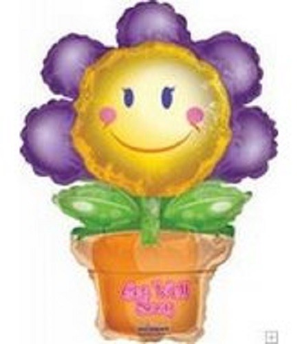Mini Folienballon Blume im Topf Get well 33cm 13"
