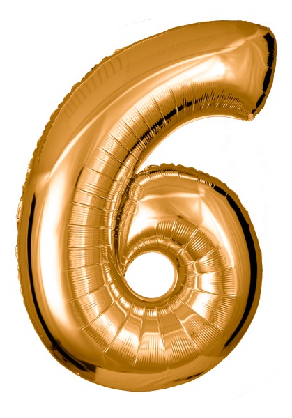 Große Folienballon Zahl 6 (gold) 101cm