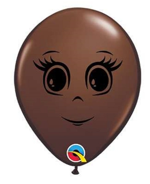  Feminine Face Fashion Chocolate Brown Frauengesicht dunkelbraun 15cm 6 Inch Latex Luftballons Qualatex