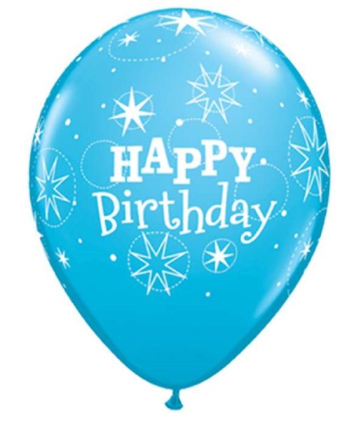 Happy Birthday Sparkle Robins Egg Blue 27,5cm 11 Inch Latex Luftballons Qualatex
