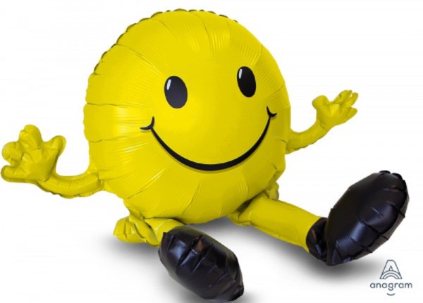 Happy Face Smiley Sitting Multi-Ballon Folienballon für Luftfüllung - 48 x 33cm