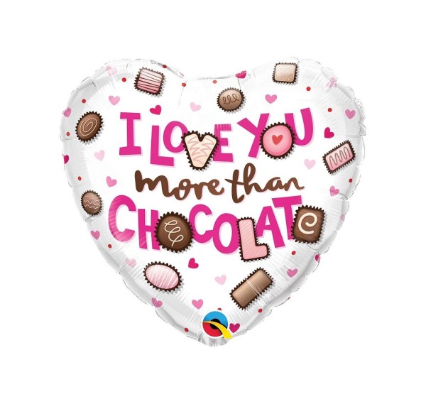 I Love You more than Chocolate Herz Folienballon 45cm 18''