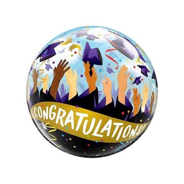 Qualatex Bubble Congratulation Grad Caps 22" 55cm Luftballon