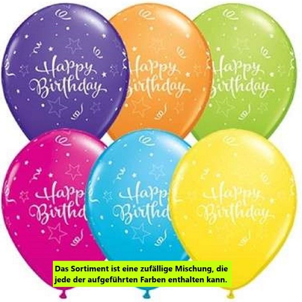 Happy Birthday Shining Star Sortiment 27,5cm 11 Inch Latex Luftballons Qualatex