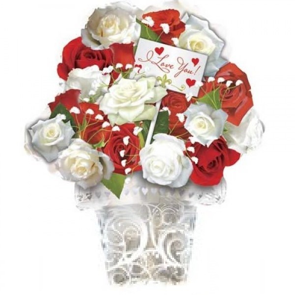 Blumenstrauß I love you rote und weiße Rosen 55 cm 22"
