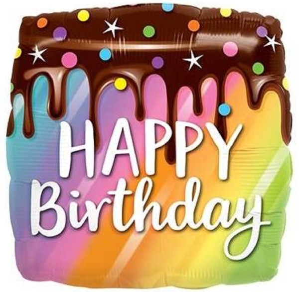 Happy Birthday Rainbow Drip Cake Folienballon 46cm 18 Inch Geburtstagskuchen