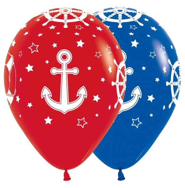 Nautical Assortment Anker Sortiment Rot Blau 30cm 12" Latex Luftballons Sempertex
