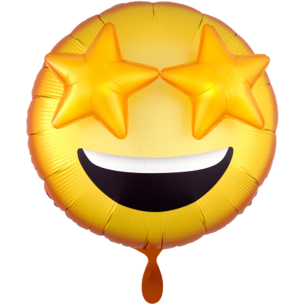 3D Emoticon Smiley Face gelb Emoji with Star Eyes Folienballon 71cm 28''
