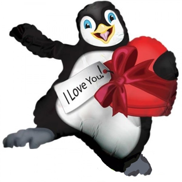 Tanzender Pinguin mit Herz I love you Folienballon 91cm 36