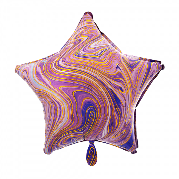 Stern marmoriert Marblez Purple Folienballon - 43cm 17''