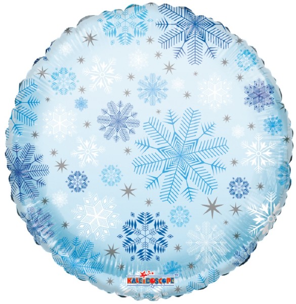 Snowflakes Pattern / Schneeflöckchen auf durchsichtigen blauen Folienballon 45cm 18''