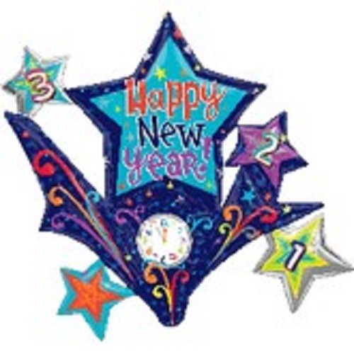Happy New Year Party Countdown Sterne Folienballon 95cm 37"