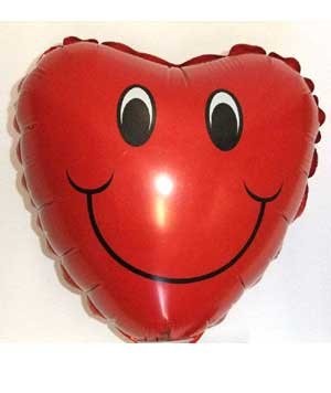 Smiley Face Herz Folienballon - 45cm 18''