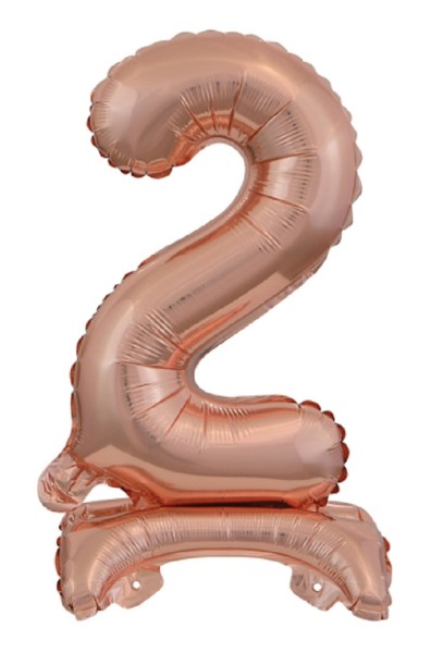 Zahl 2 mit Standfuß Rose Gold Folienballon 38cm 15 Inch