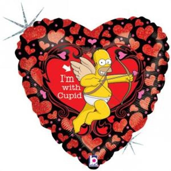 Homer Simpson I m with Cupid Herz Folienballon 45cm 18 Inch