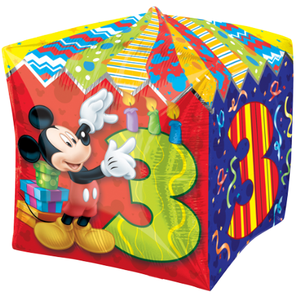 Mickey Maus 3. Geburtstag Cubez Würfel Folienballon - 38 x 38cm