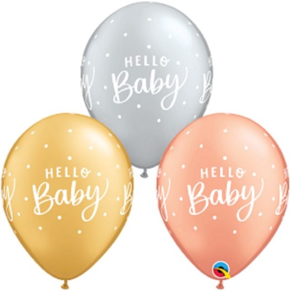 Hello Baby Dots Sortiment 27,5cm 11 Inch Latex Luftballons Qualatex