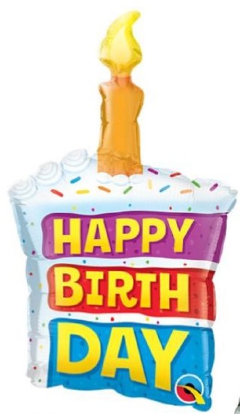 Mini Folienballon Birthday Rainbow Cake and Candle 36cm 14 Inch