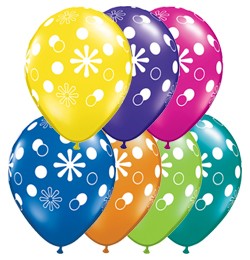 Polka Dots Circles Around 27,5 cm 11" Latex Luftballons Qualatex