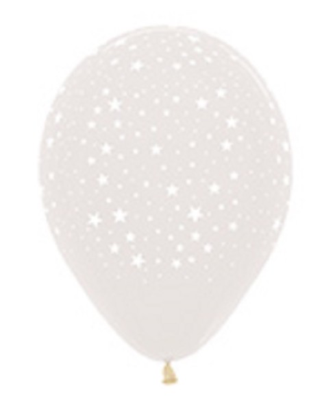All over Stars 390 Crystal Clear 12,5cm 5 Inch Latex Luftballons Sempertex