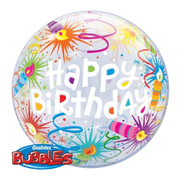Qualatex Bubble Happy Birthday Lit Candles 22" 56cm Luftballon