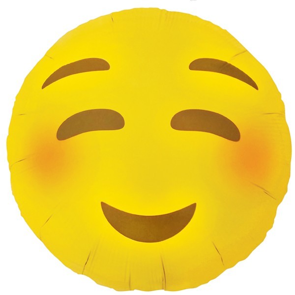 Smiley Face gelb Emoji Blushing Folienballon - 45cm