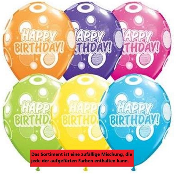 Happy Birthday Dots and Glitz Sortiment 27,5cm 11 Inch Latex Luftballons Qualatex