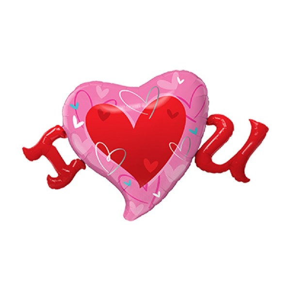 Love Affection I Love you Red Pink Folienballon - 117cm 46''