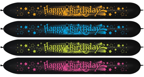 Link o Loon 660 Neon Happy Birthday Black 080 Latex Luftballon Sempertex