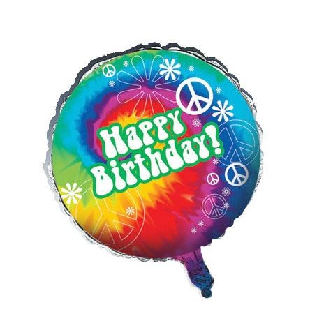 Happy Birthday Flower Power Peace Folienballon 45cm 18"