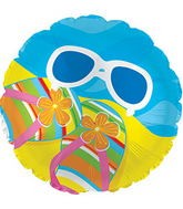 Flip Flops mit Sonnenbrille am Strand Folienballon 45cm 18"