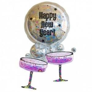 Happy New Year Gläser Folienballon 86cm 34"